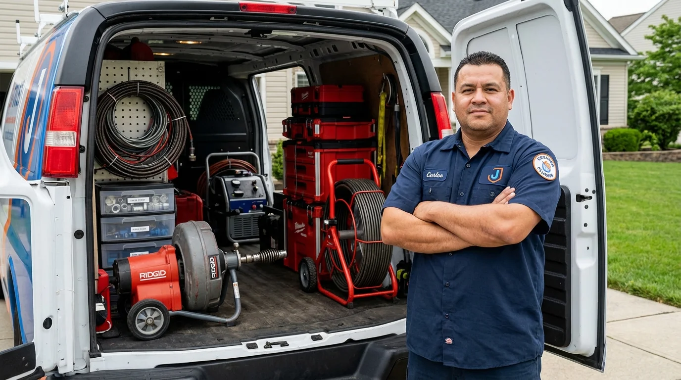 Professional drain cleaning equipment and Johns Plumbing LLC plumber in Carpentersville