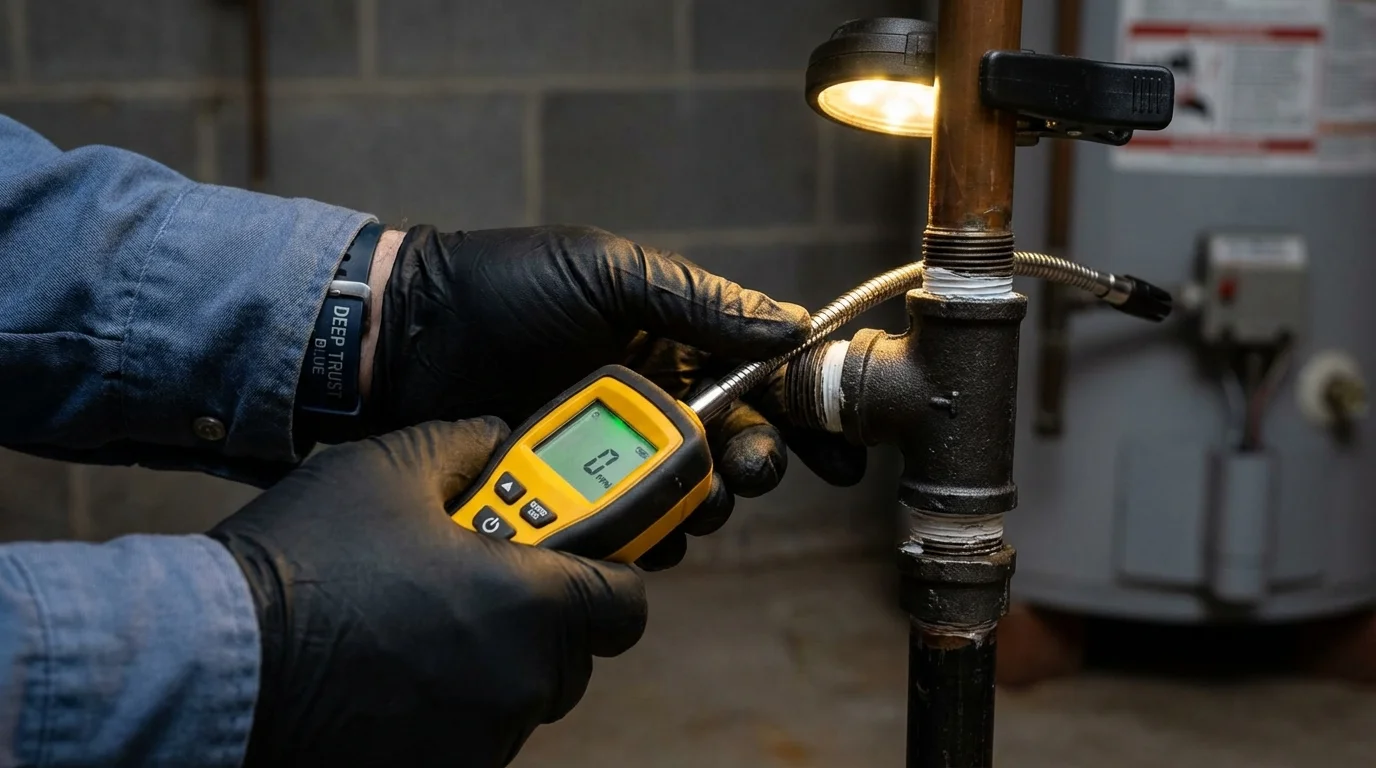 Gas leak detection with electronic sniffer by Johns Plumbing LLC in Carpentersville